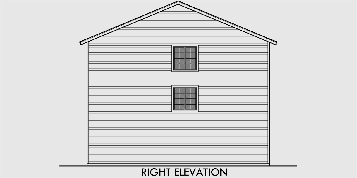 House side elevation view for F-538 4 plex plans, townhome plans, 4 bedroom townhouse, 4 plex plans with garage, F-538