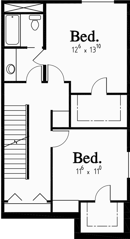 Lower Floor Plan for D-457 Duplex house plans, multi family house plans, duplex house plans for sloping lots, D-457