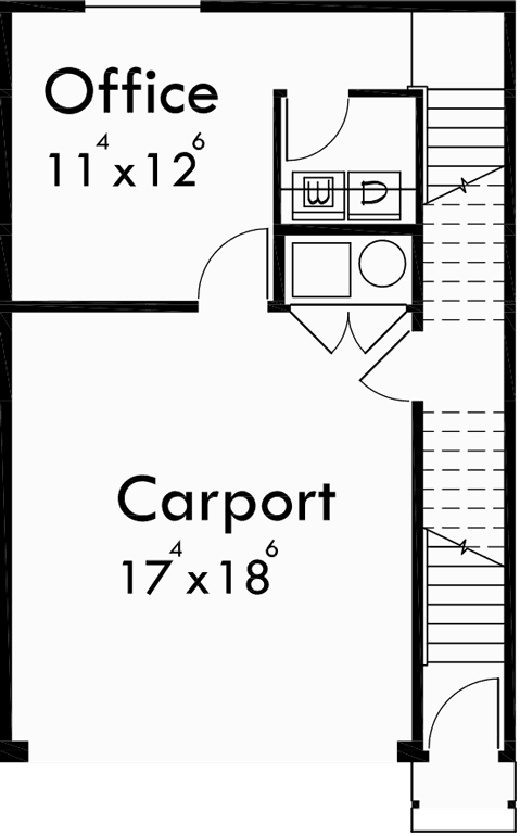 Lower Floor Plan for D-460 Duplex house plans, 3 story duplex house plans, D-460