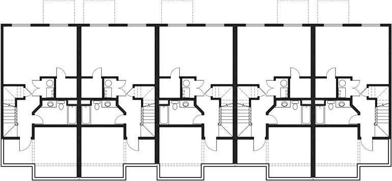 Lower Floor Plan 2 for Townhouse plans, row house plans with garage, sloping lot townhouse plans, D-504