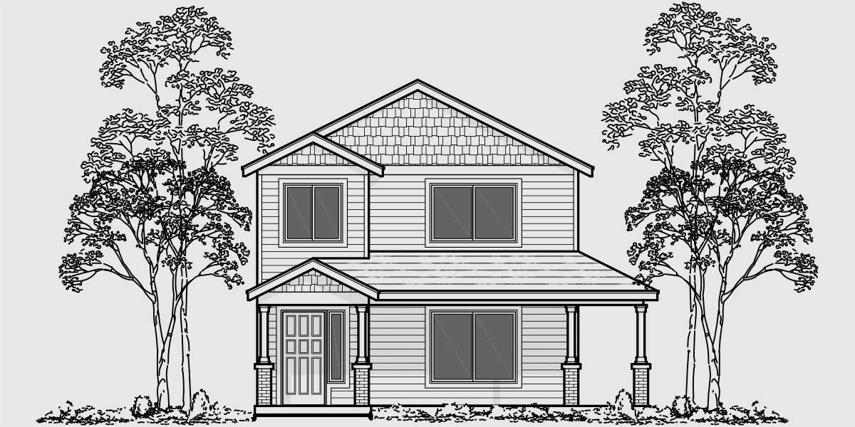 Two Story House  Plans  Narrow  Lot  House  Plans  Rear  Garage  