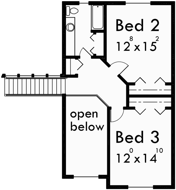 Upper Floor Plan for 10052 Traditional house plan w/ atrium and side load garage