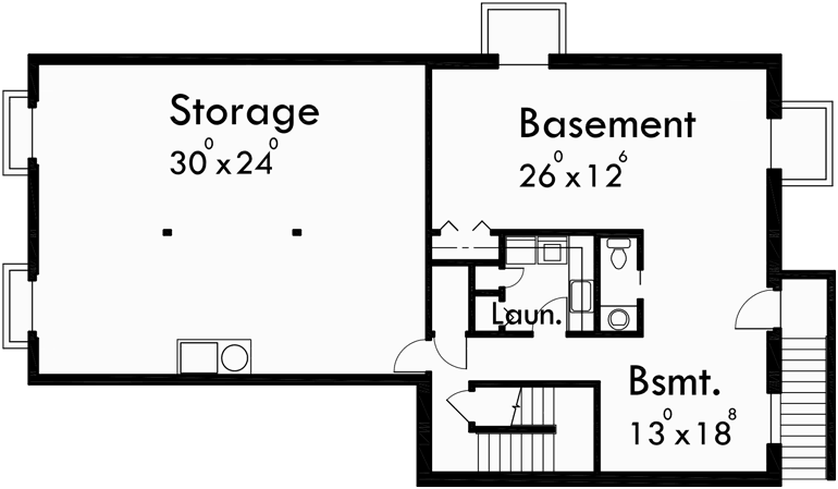 Basement Floor Plan for 10050 One level house plans, house plans with 3 car garage, house plans with basement, house plans with storage, 10050