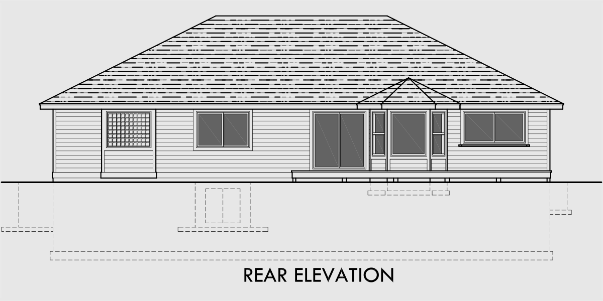 Ranch House  Plan  3 Car Garage  Basement Storage