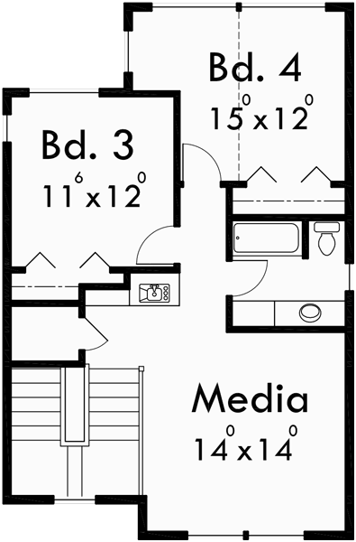 Upper Floor Plan for 10020 Vacation house plans, two story house plans, 4 bedroom house plans, 10020