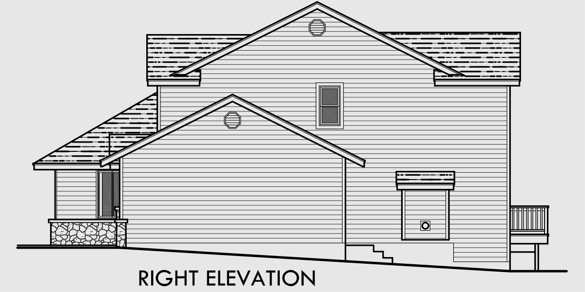 House rear elevation view for 10020 Vacation house plans, two story house plans, 4 bedroom house plans, 10020