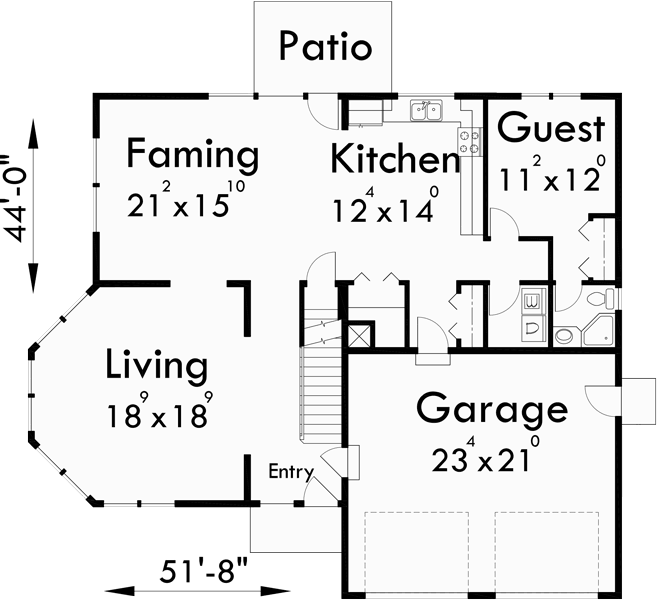 Main Floor Plan for 9942 Side sloping lot house plans, 4 bedroom house plans, house plans with basement, 9942