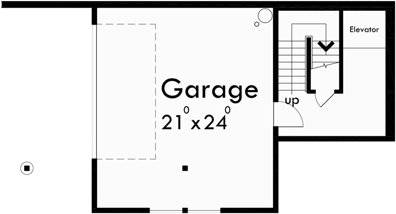 Lower Floor Plan for 10070 Sloping lot house plans, house plans with side garage, narrow lot house plans, 5 bedroom house plans, house plans with elevator, 10070