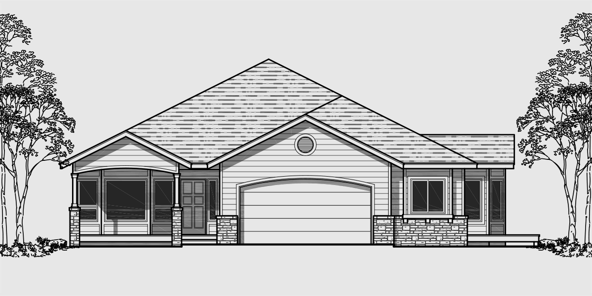 One Level House  Plans  Side View  House  Plans  Narrow Lot  House 