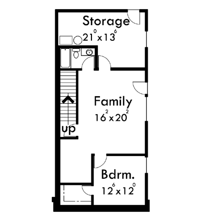 Basement Floor Plan for 10071 Side Sloping Lot, Walkout Basement, 50 ft Wide