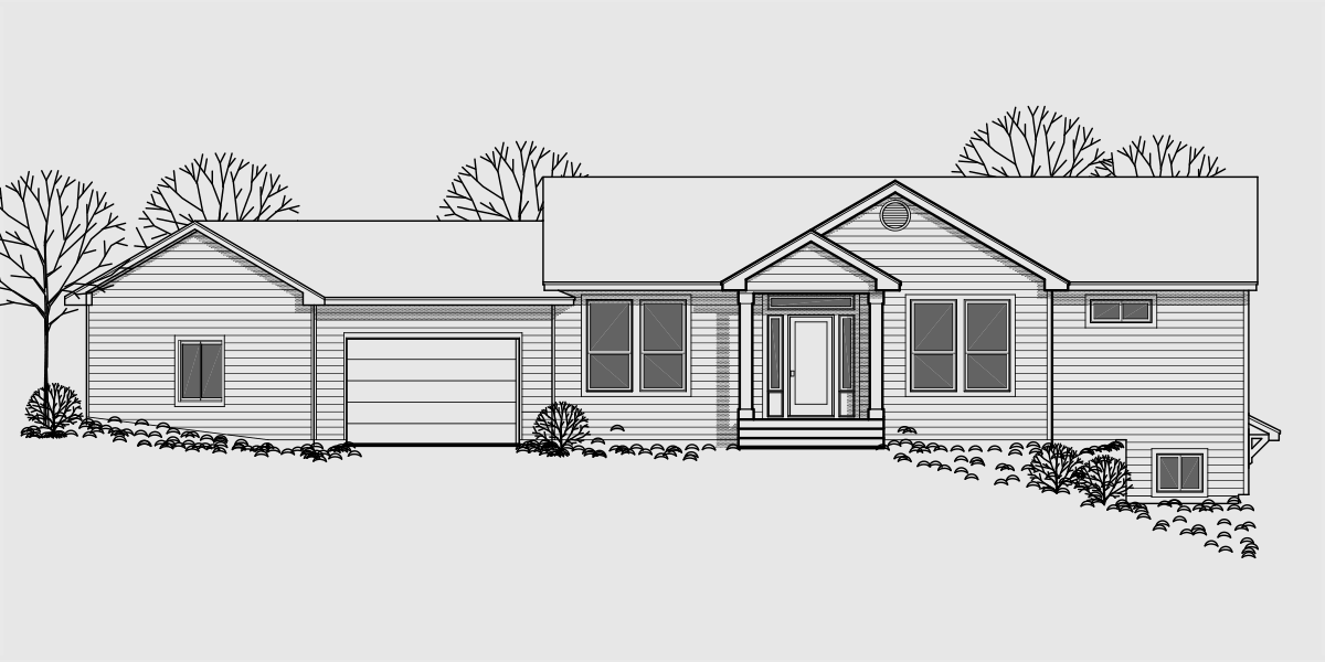 Walkout Basement House  Plan  Great Room Angled Garage