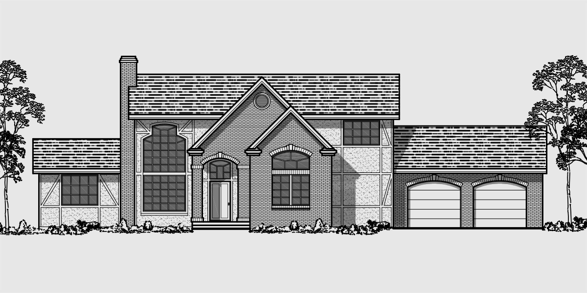 9912 Tudor House Plan, master bedroom on main floor, house plans with Loft, 9912