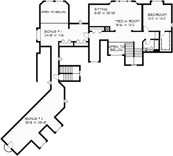 Upper Floor Plan for 9895 Country house plans, Luxury house plans, Master bedroom on main floor, Bonus room over garage, Daylight basement, 9895