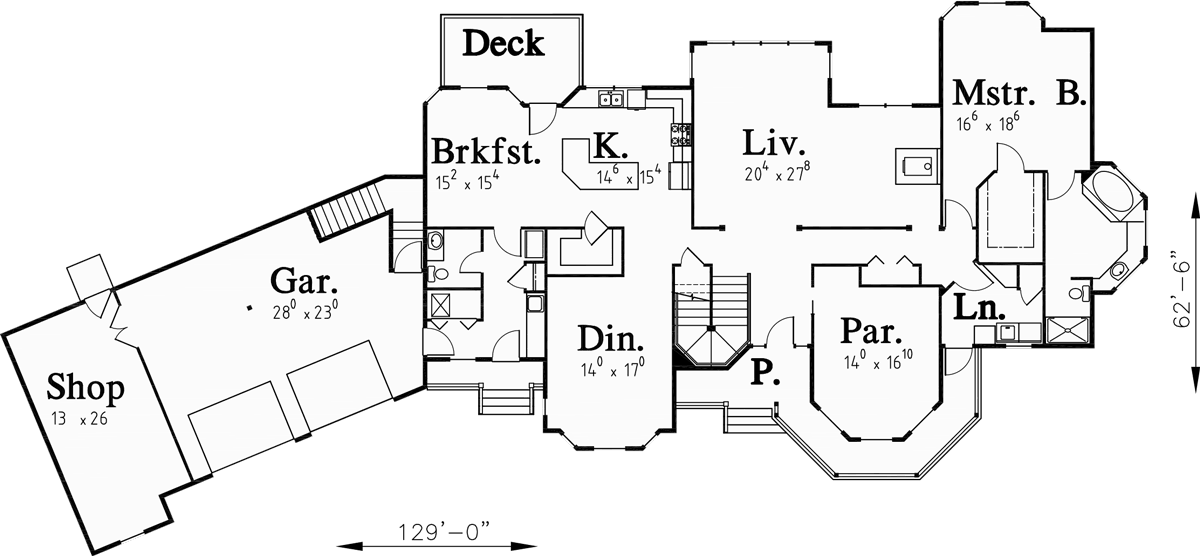 House rear elevation view for 9989 Victorian house plans, luxury house plans, master bedroom on main floor, bonus room house plans, 9989