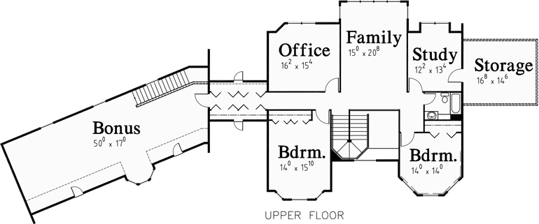 Upper Floor Plan for 9989 Victorian house plans, luxury house plans, master bedroom on main floor, bonus room house plans, 9989