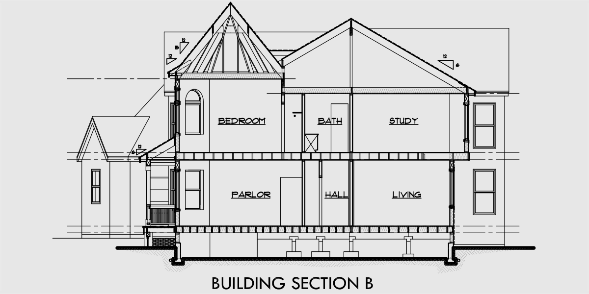 House rear elevation view for 9989 Victorian house plans, luxury house plans, master bedroom on main floor, bonus room house plans, 9989