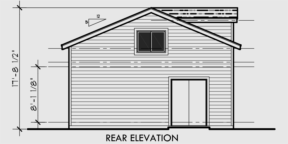 House front drawing elevation view for CGA-88 2 car garage plans, garage plans with storage, dog house dormer