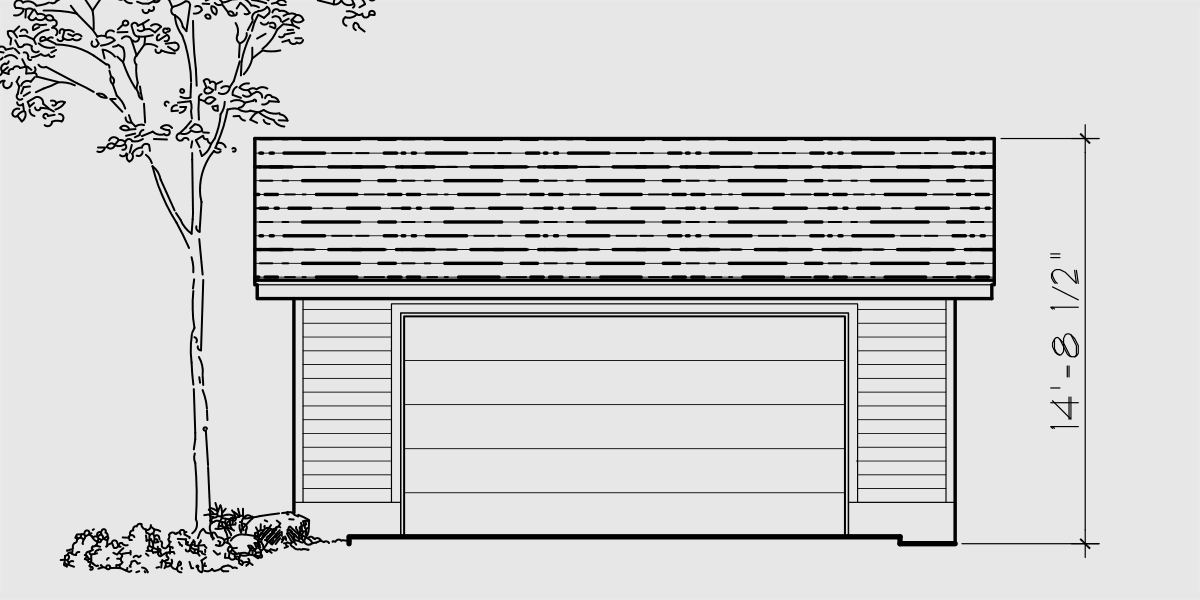 House front color elevation view for CGA-92 24 ft wide x 22 ft deep, 2 car garage plans, CGA-92