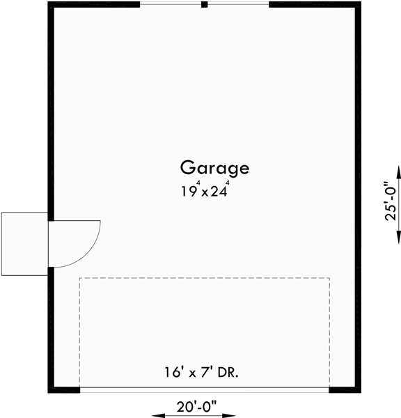 Main Floor Plan for CGA-93 Two car garage plans, 20 ft wide x 25 ft deep garage plans, CGA-93
