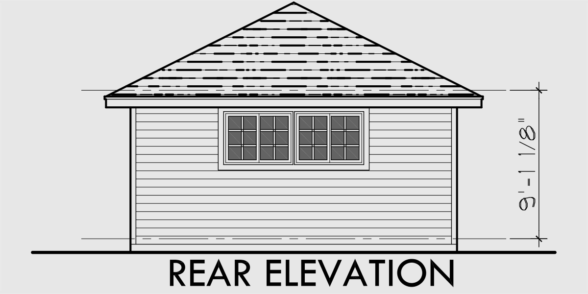 House front drawing elevation view for CGA-93 Two car garage plans, 20 ft wide x 25 ft deep garage plans, CGA-93