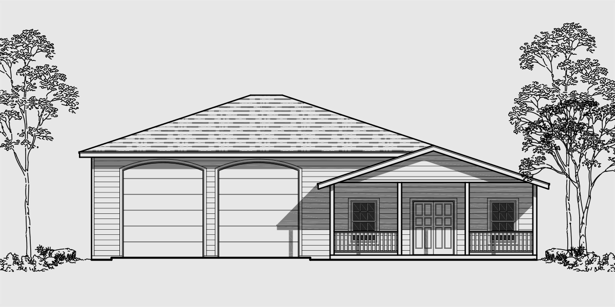 House front color elevation view for CGA-94 Agriculture shop, large garage plans, garage with bathroom, garage with office, farm buildings