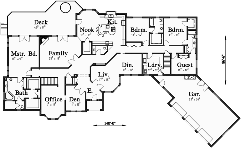 Main Floor Plan for 9898 Brick house plans, luxury house plans, house plans with bonus room, daylight basement house plans, 9898
