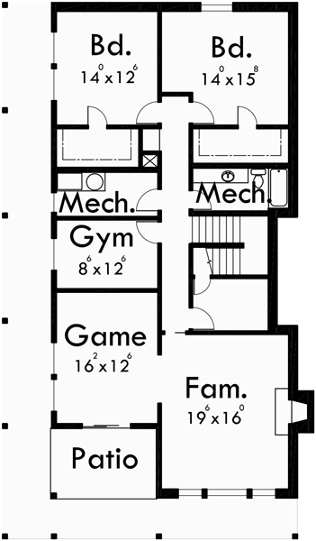 Basement Floor Plan for 9947 Master on main house plans, house plans with large decks, house plans with detached garage, daylight basement house plans, 9947