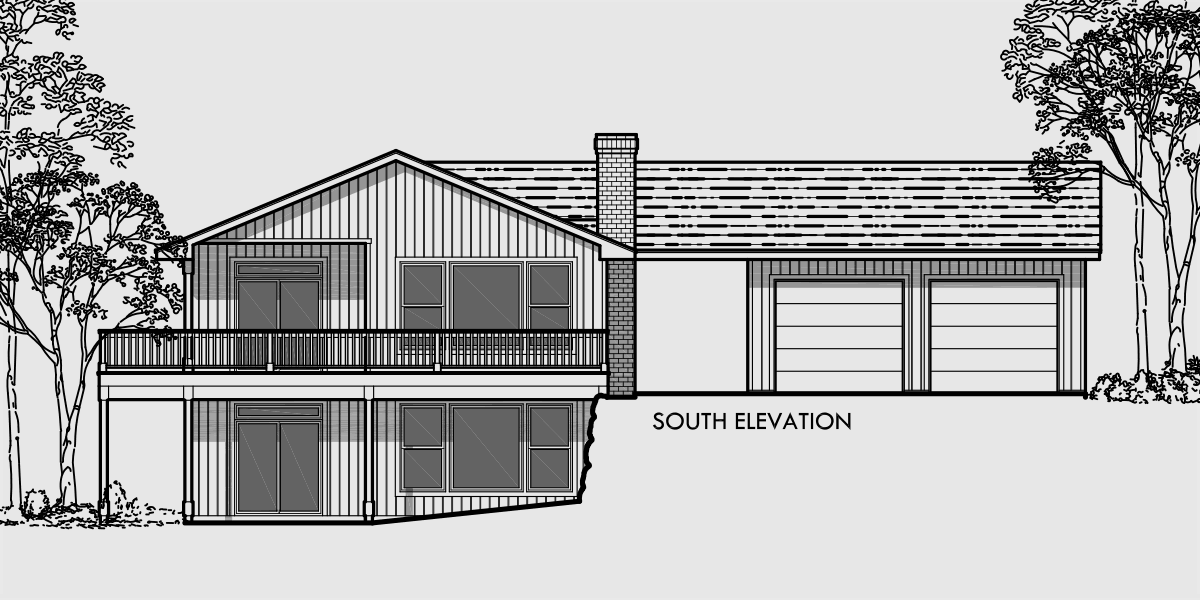 Side Sloping Lot House Plan Walkout Basement Detached Garage Side Sloping Lot House Plan Walkout Basement Detached Garage