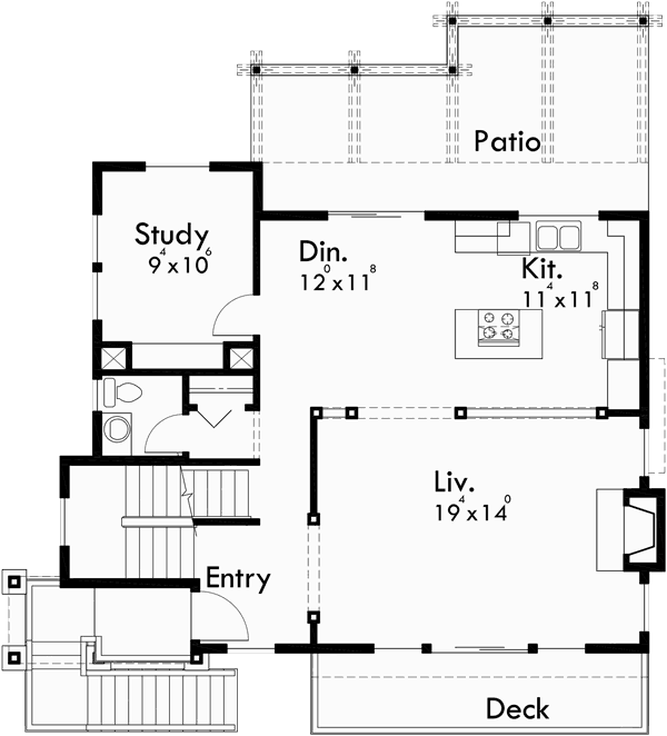  Craftsman  House  Plan  For Sloping Lots Has Front Deck And Loft 