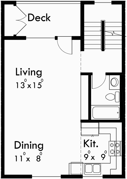 Main Floor Plan for F-559 Quadplex house plans, multi family house plans, F-559
