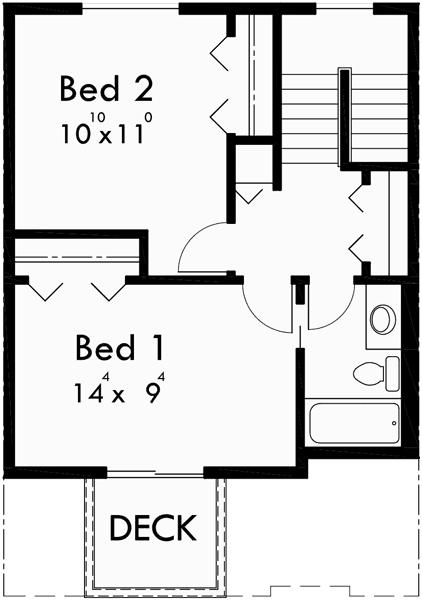 Upper Floor Plan for F-559 Quadplex house plans, multi family house plans, F-559