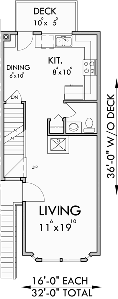 Main Floor Plan for D-394 Three story duplex house plans, Victorian duplex house plans, duplex house plans with garage, narrow duplex plans, D-394