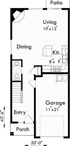  Narrow  Lot  House  Plan  Affordable House  Plan  4  Bedroom  10118