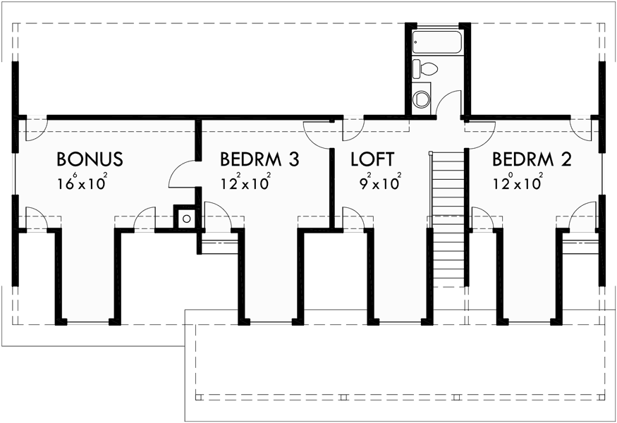Upper Floor Plan for 10107 Farmhouse plans, 1.5 story house plans, county house plans, master on the main house plans, 10107