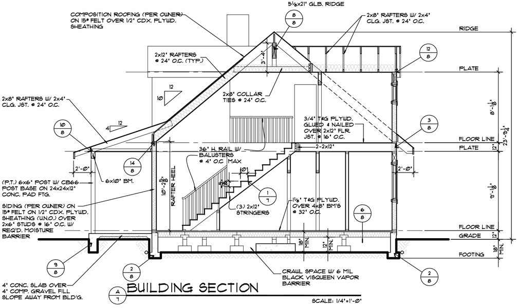 House side elevation view for 10107 Farmhouse plans, 1.5 story house plans, county house plans, master on the main house plans, 10107