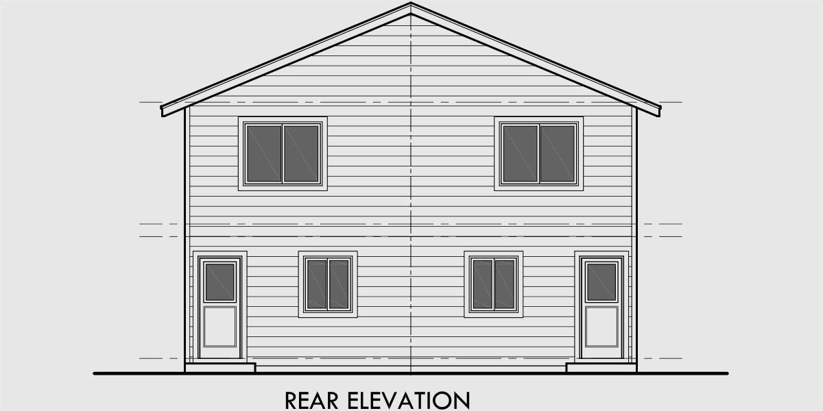 House side elevation view for D-549 Duplex house plans, two story duplex house plans, affordable duplex house plans, D-549