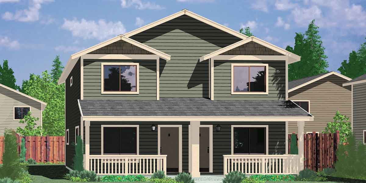 D-549 Duplex house plans, two story duplex house plans, affordable duplex house plans, D-549