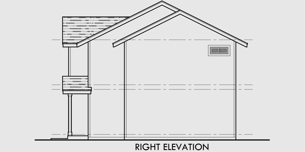 House rear elevation view for D-545 Duplex house plans, duplex house plans with garages, D-545