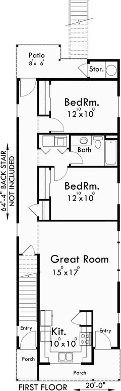 Stacked Duplex House Plans For Narrow Lots D 552 Bruinier Associates