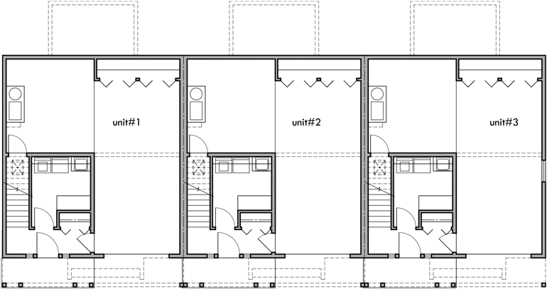 Lower Floor Plan 2 for Triplex house plans, 3 bedroom townhouse plans, 25 ft wide house plans, narrow house plans, 3 story townhouse plans