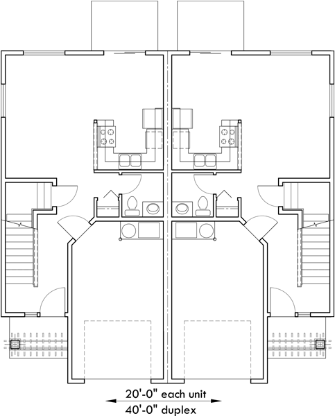 Main Floor Plan 2 for D-533 2 Story Duplex house plans, Basement House Plans, Duplex Plans, D-533