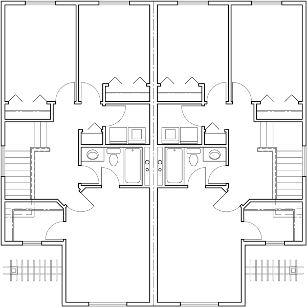 Upper Floor Plan 2 for 2 Story Duplex house plans, Basement House Plans, Duplex Plans, D-533