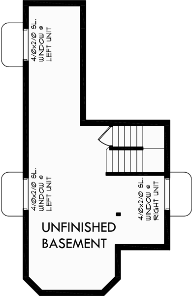 Basement Floor Plan for D-565 Duplex house plans, duplex house plans with basement, house plans with rear garages, D-565