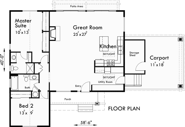 Main Floor Plan for 10145 Single Level House Plan features Open Living Area