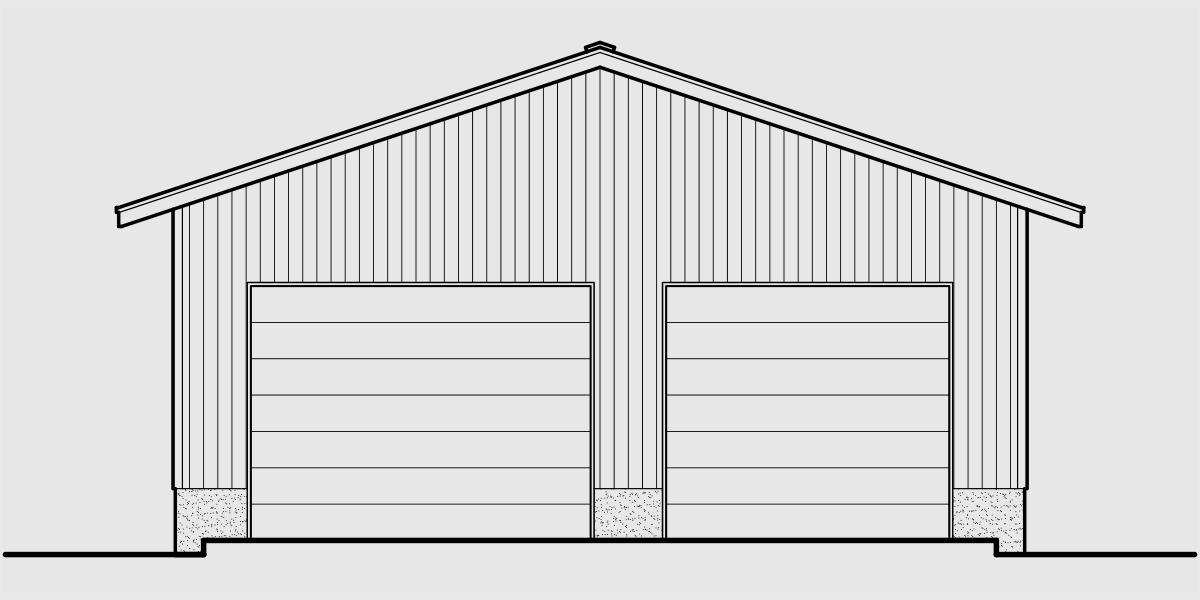 House front color elevation view for CGA-110 Large two car garage plans, extra deep 2 car garage plans, 30 ft wide x 40 ft deep garage plans