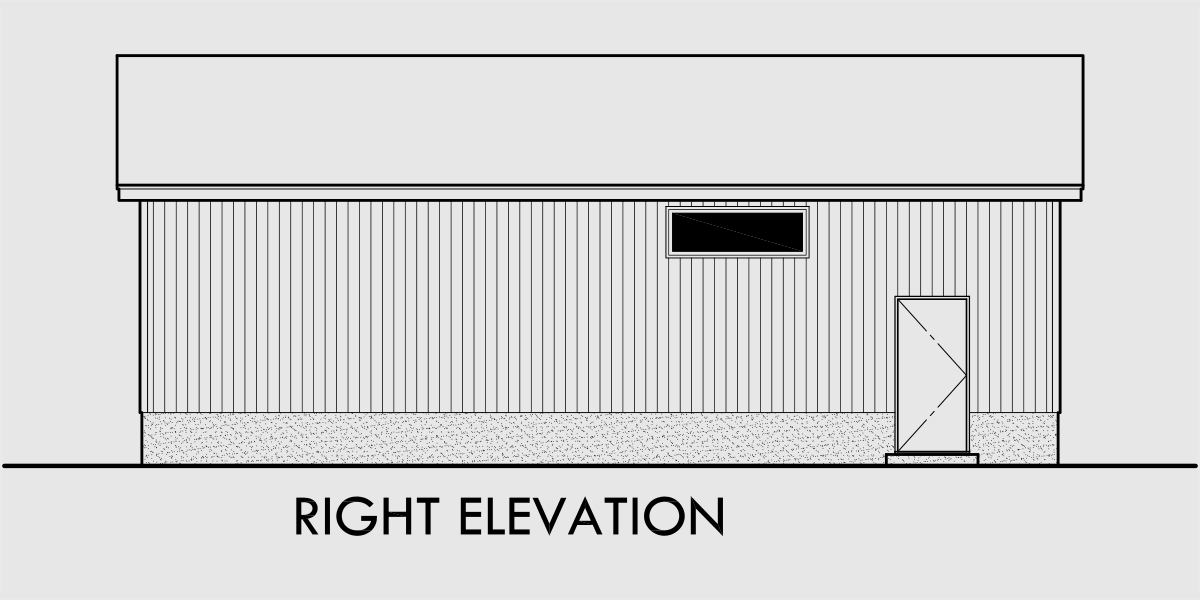 House side elevation view for CGA-110 Large two car garage plans, extra deep 2 car garage plans, 30 ft wide x 40 ft deep garage plans