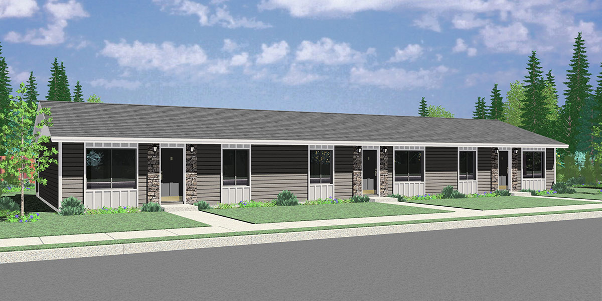 Triplex House Plans One Story Triplex House Plans T 409