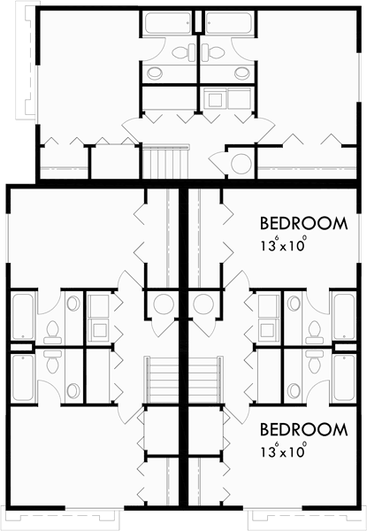 Triplex House Plans Corner Lot Multifamily Plans T 402