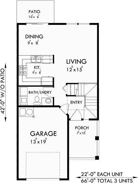 Triplex House Plans 3 Bedroom Townhouse Plans Triplex Plans