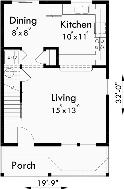 Main Floor Plan for 10091 Victorian house plans, Narrow Lot House Plans, house plans with bay windows, 10091